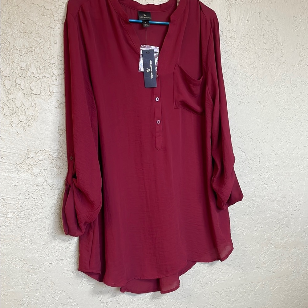 Worthington Deep Red / Burgundy Blouse